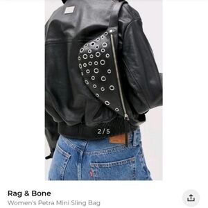 Rag & Bone Petra Mini Sling Bag Black Leather Embellished Grommet